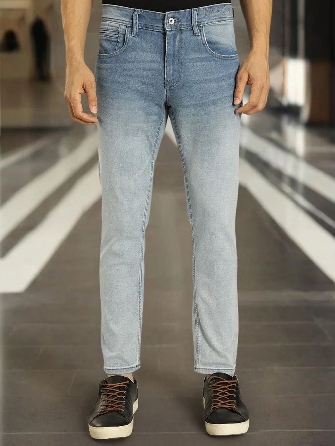 Indian Terrain Men Skinny Fit Mid-Rise Heavy Fade Stretchable Jeans