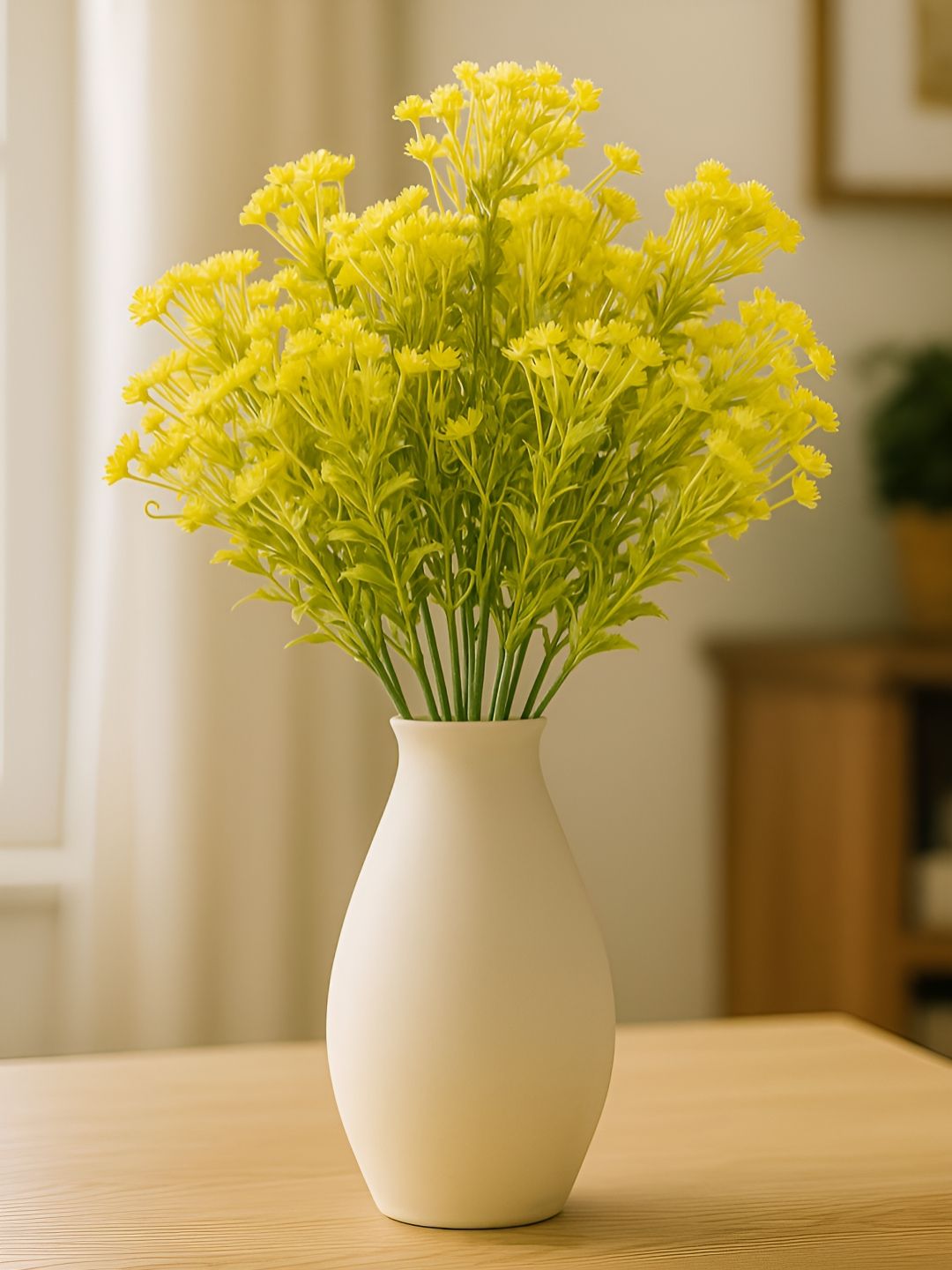 ARTSY ARTSY Yellow & Green 2 Pieces Gypsophilia Artificial Flowers