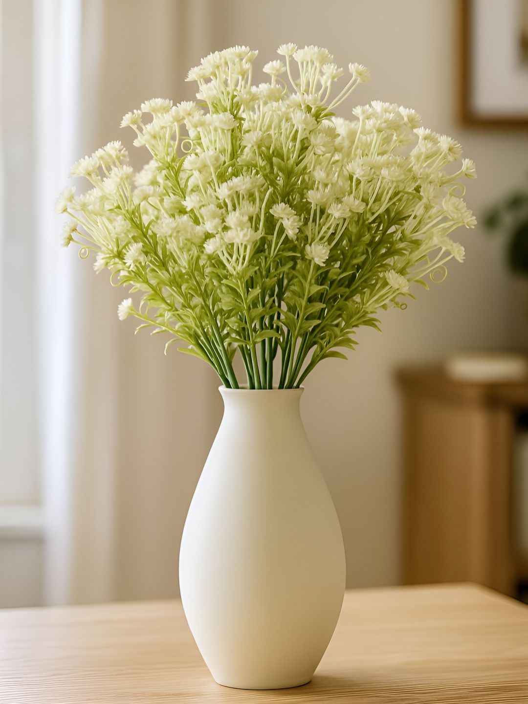 ARTSY ARTSY White & Green 2 Pieces Gypsophilia Artificial Flowers