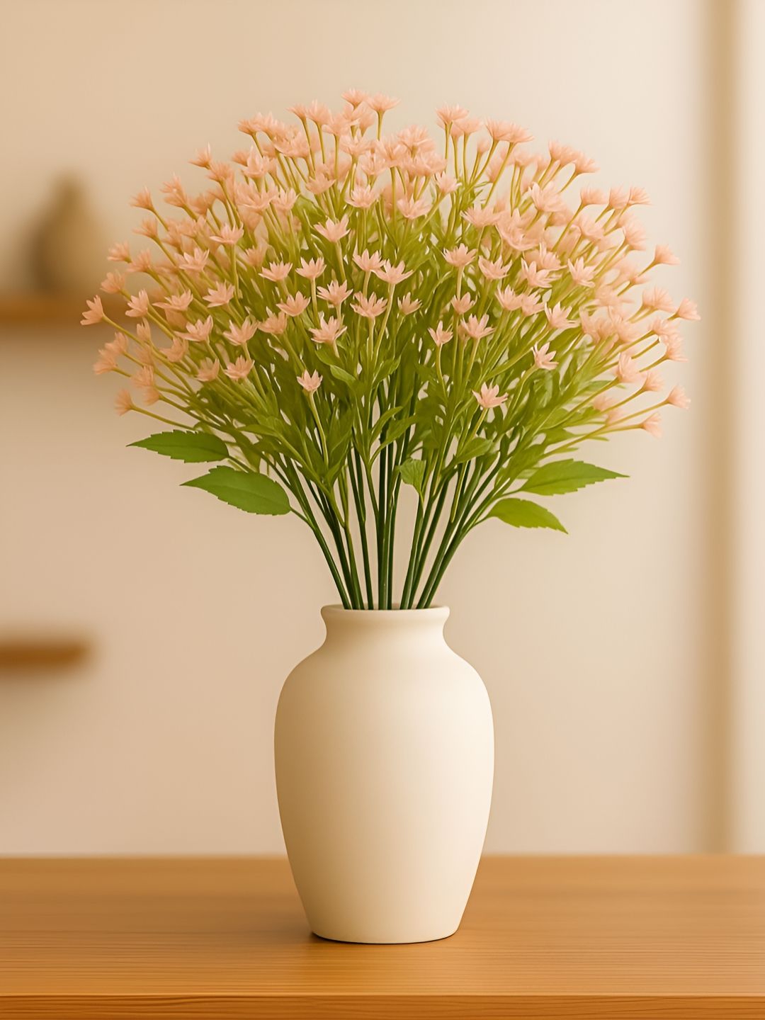 ARTSY ARTSY Orange & Green 2 Pieces Gypsophilia Artificial Flowers