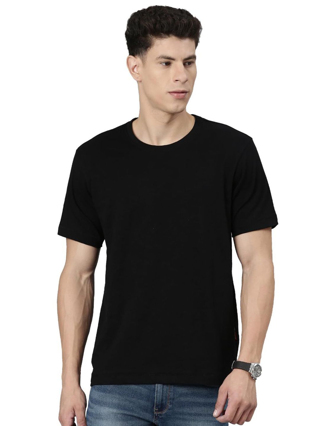 TVS Men Round Neck Pure Cotton Regular Fit T-shirt