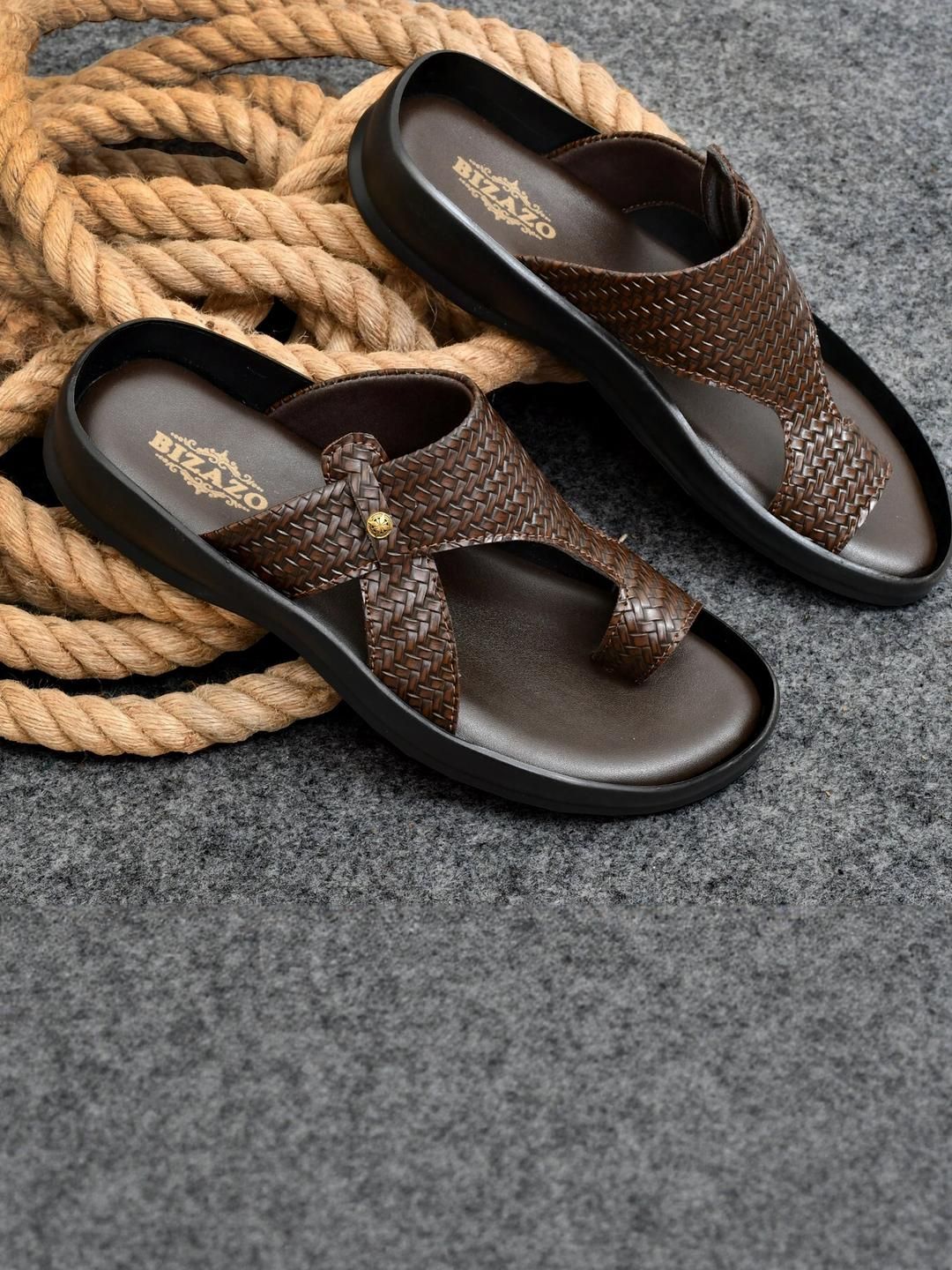 Bizazo Men Brown Flip Flops