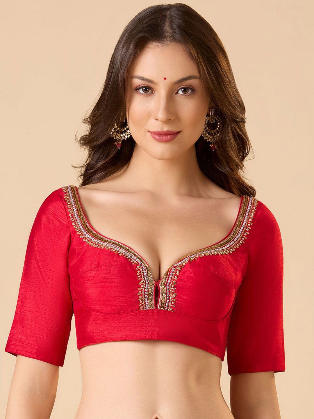 Sweetheart Neck Blouse SALWAR STUDIO Embroidered
 Sweetheart Neck Saree Blouse