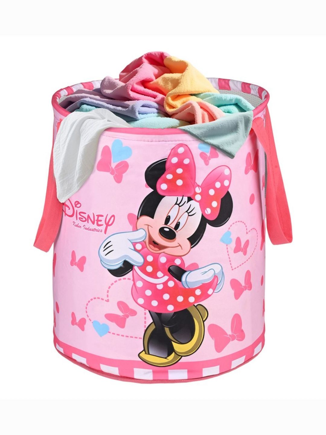YK Pink Disney Minnie Printed Foldable Laundry Bag With Handles