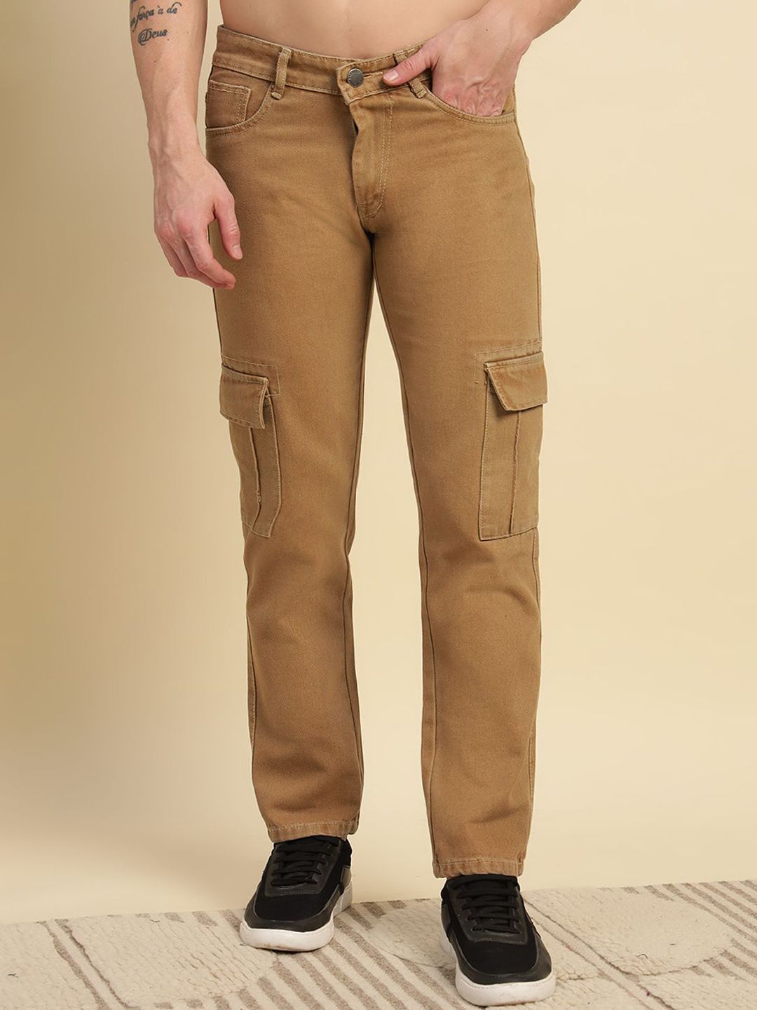 RAGZO Men Slim Fit Mid-Rise Cargo Jeans