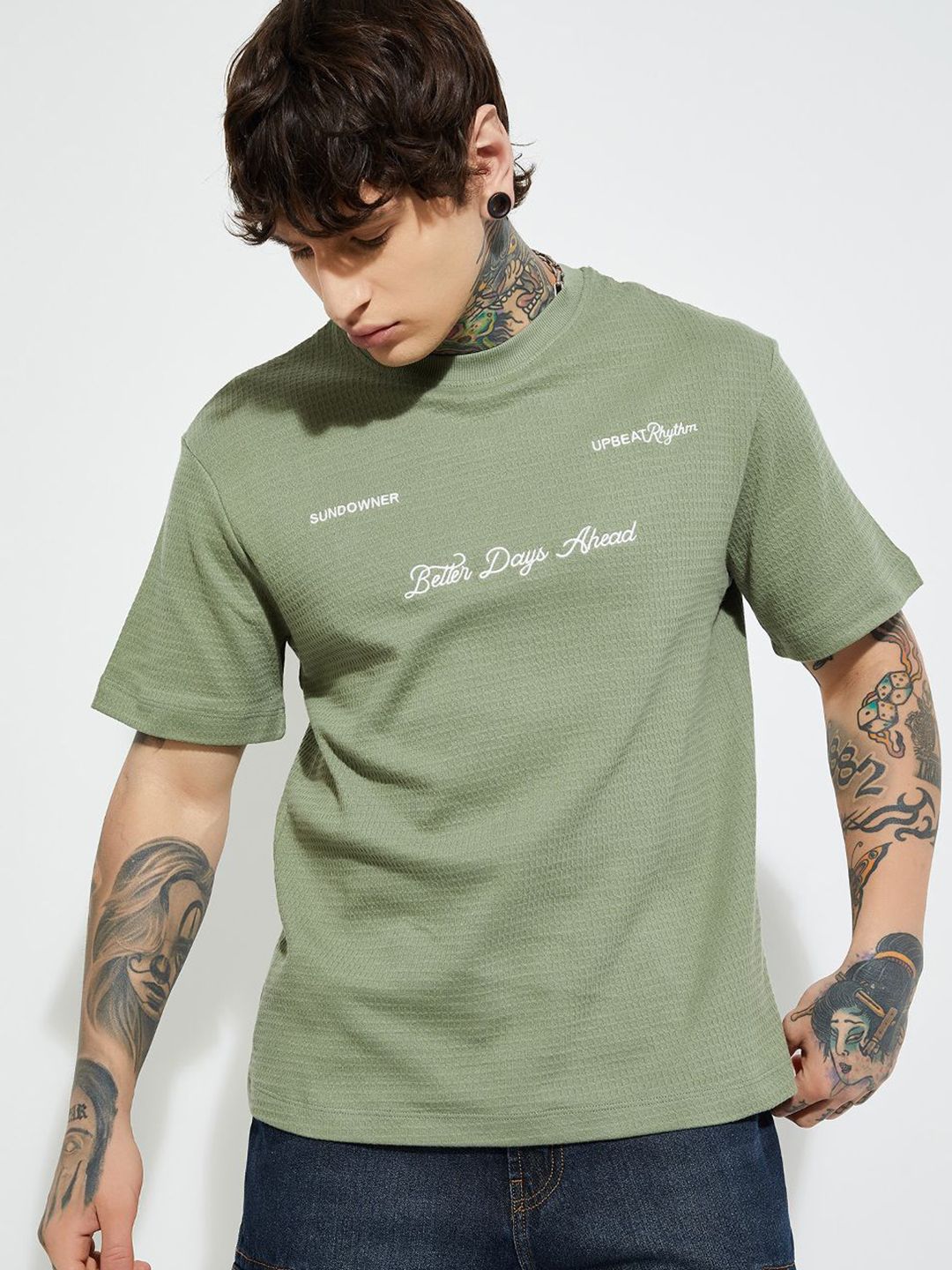 max Typography Printed Round Neck Pure Cotton T-shirt