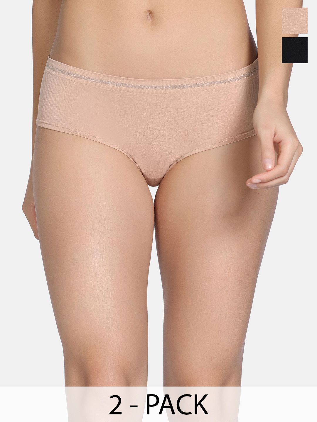 Pack Of 2 Hipster Briefs Zivame Pack Of 2 Low-Rise Full Coverage Hipster Briefs ZI28D1-Black Beauty Maple Sugar