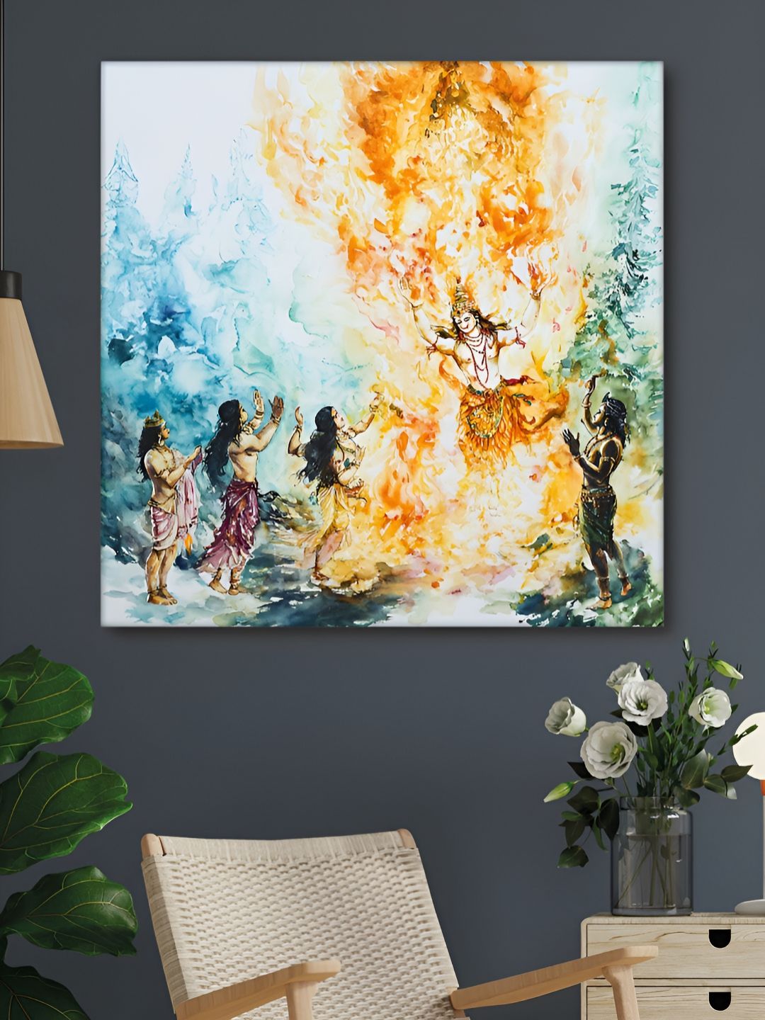 Myntra Elegant Homes Multicoloured Canvas Religious Wall Painting