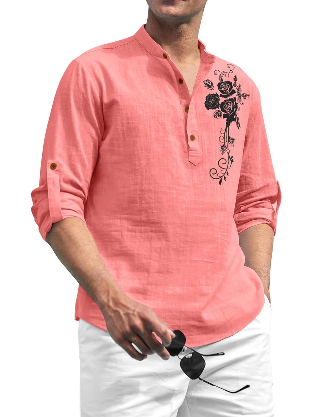 Fifth U Men Peach Cotton Kurtas