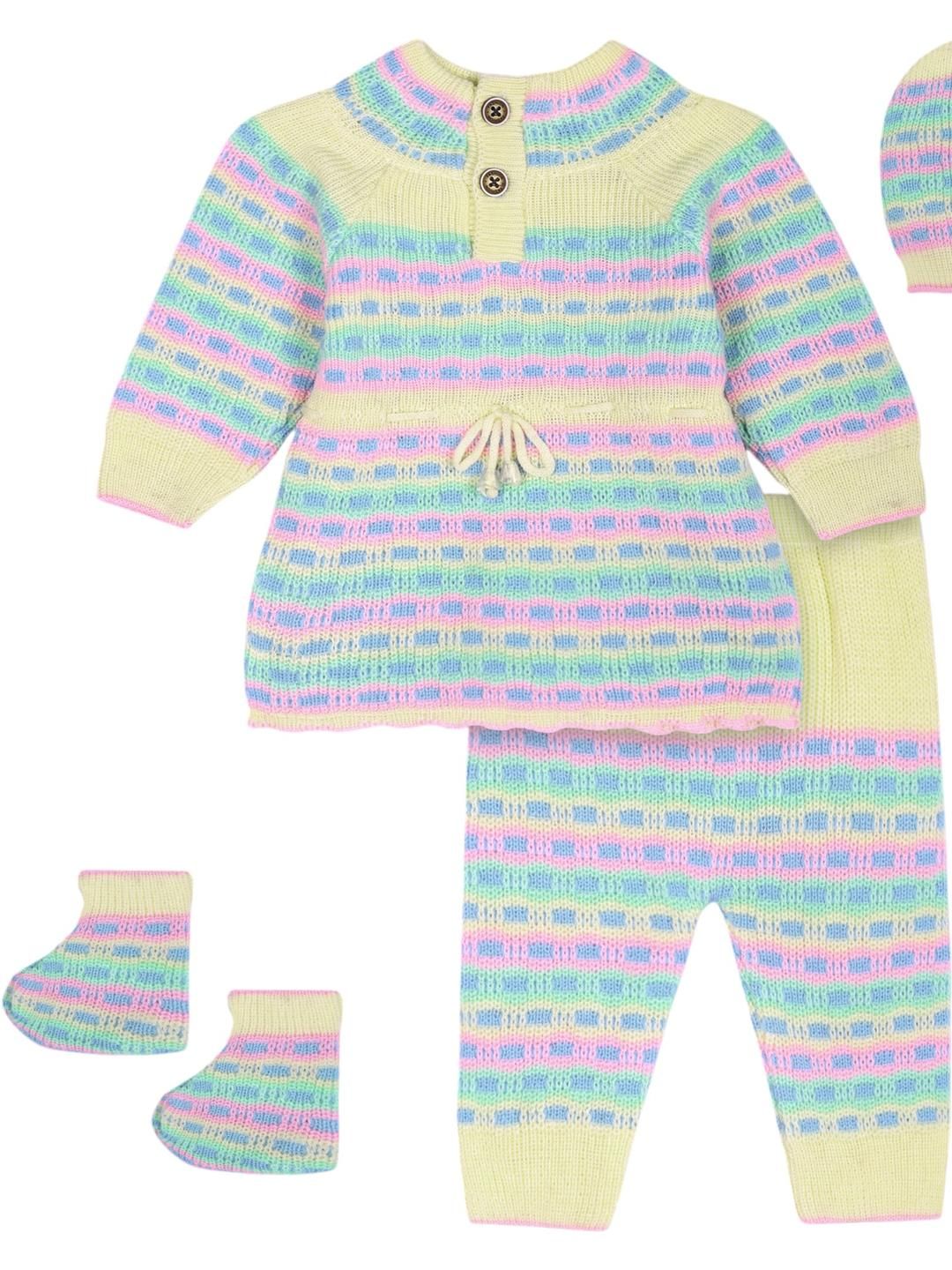 toyific Girl's Knitted Warm Newborn Wool Winter Set Includes- Booties & Cap