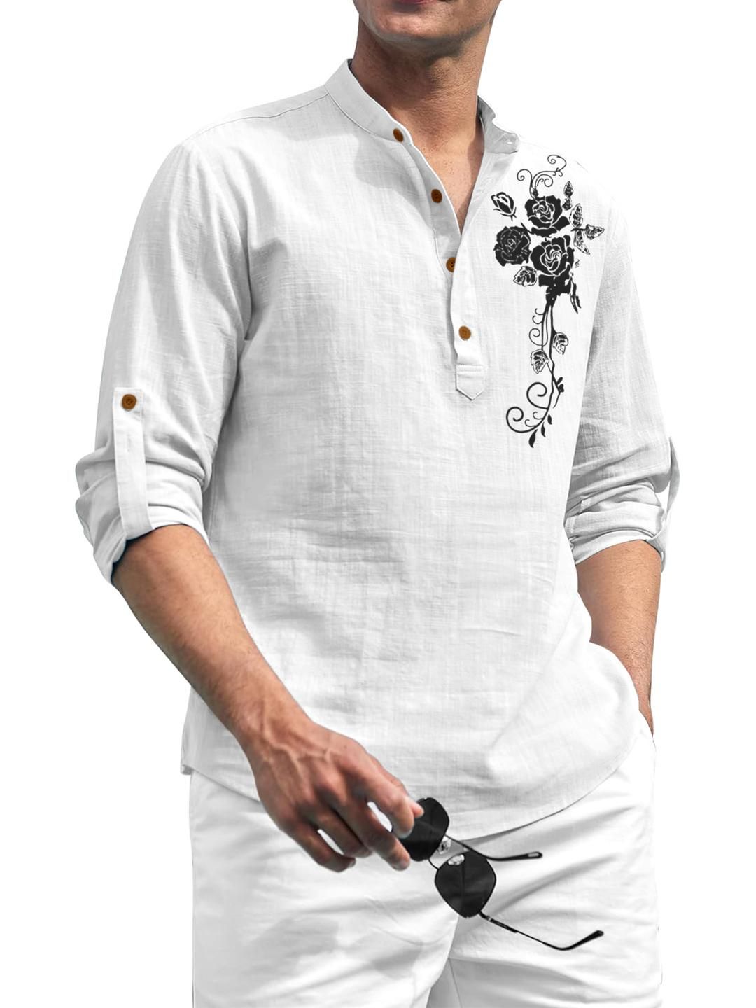 Fifth U Men White Cotton Kurtas