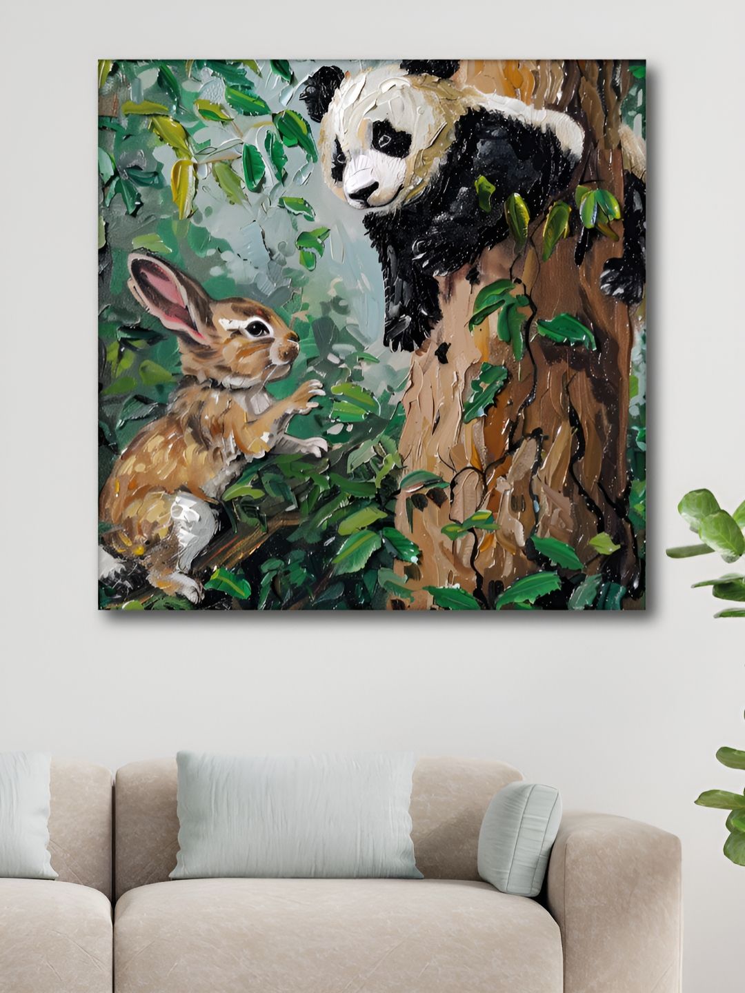 Myntra Elegant Homes Single Piece Canvas Multicoloured Animals Wall Paintings