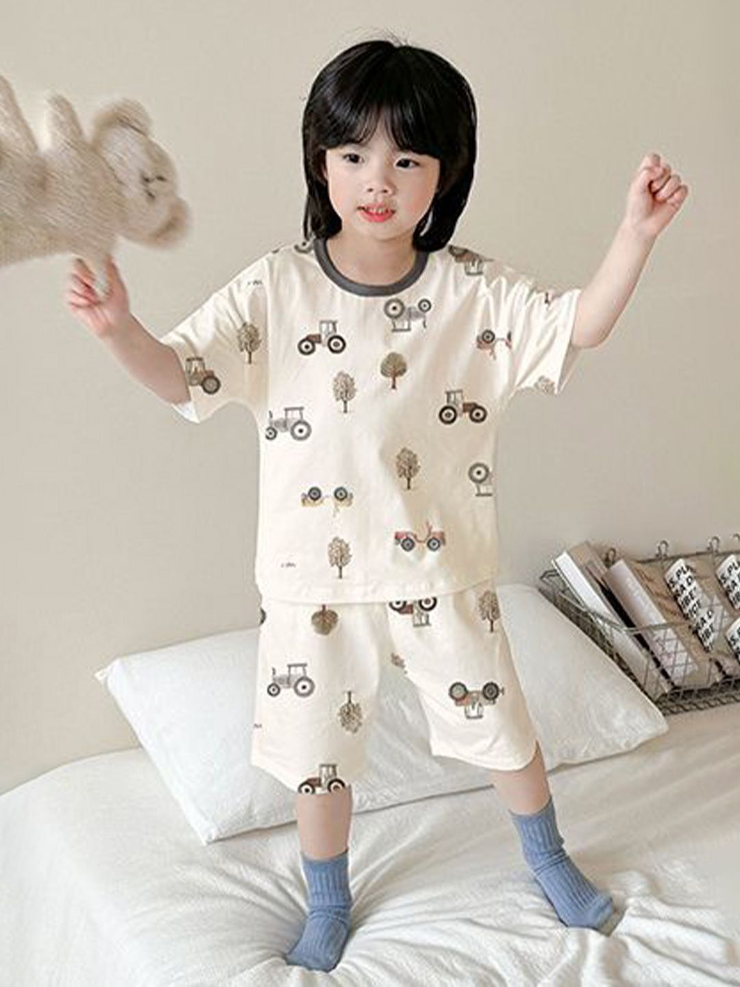StyleCast x Revolte Boys Conversational Printed T-shirt and Shorts Night suit