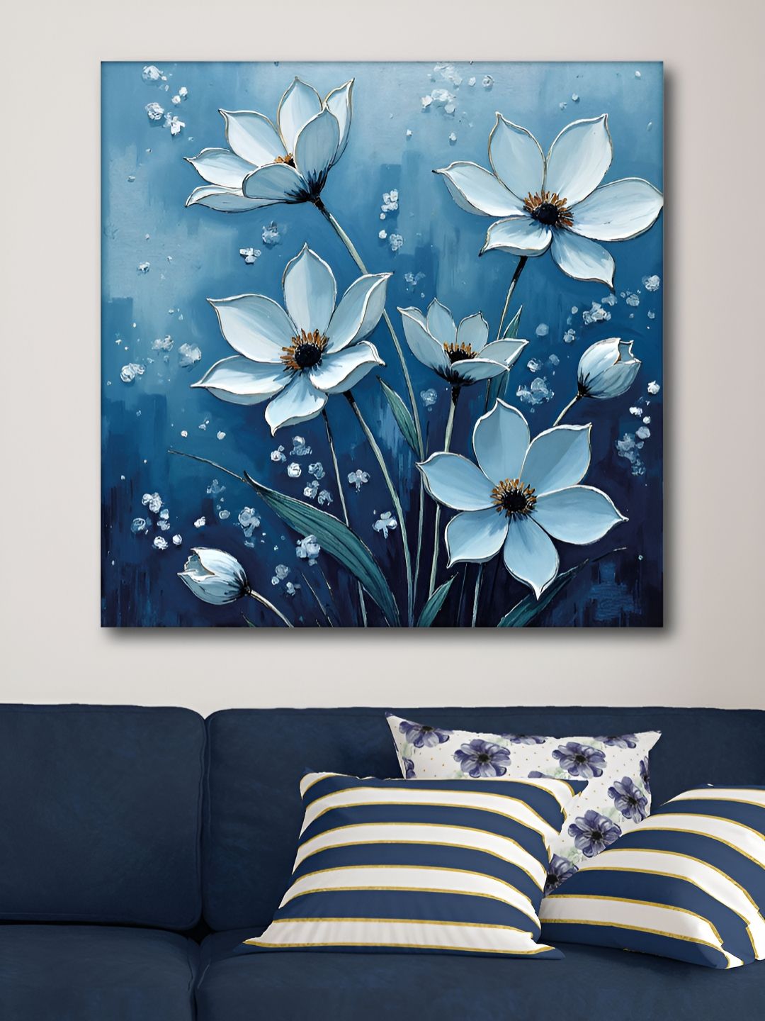 Myntra Elegant Homes Multicoloured & Multicoloured Single Piece Canvas Floral and Botanical Wall Paintings