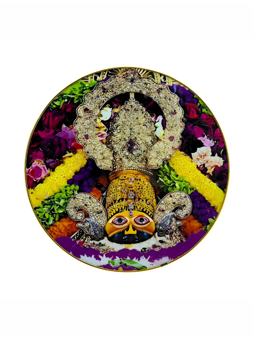 SHRI KHATU SHYAM CREATION Yellow & Purple Printed Religious Wall Art