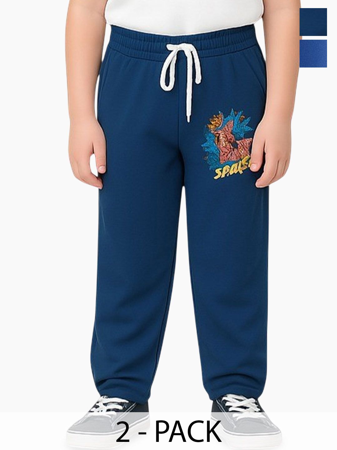 PARYAG Boys Pack Of 2 Printed Antimicrobial Track Pants