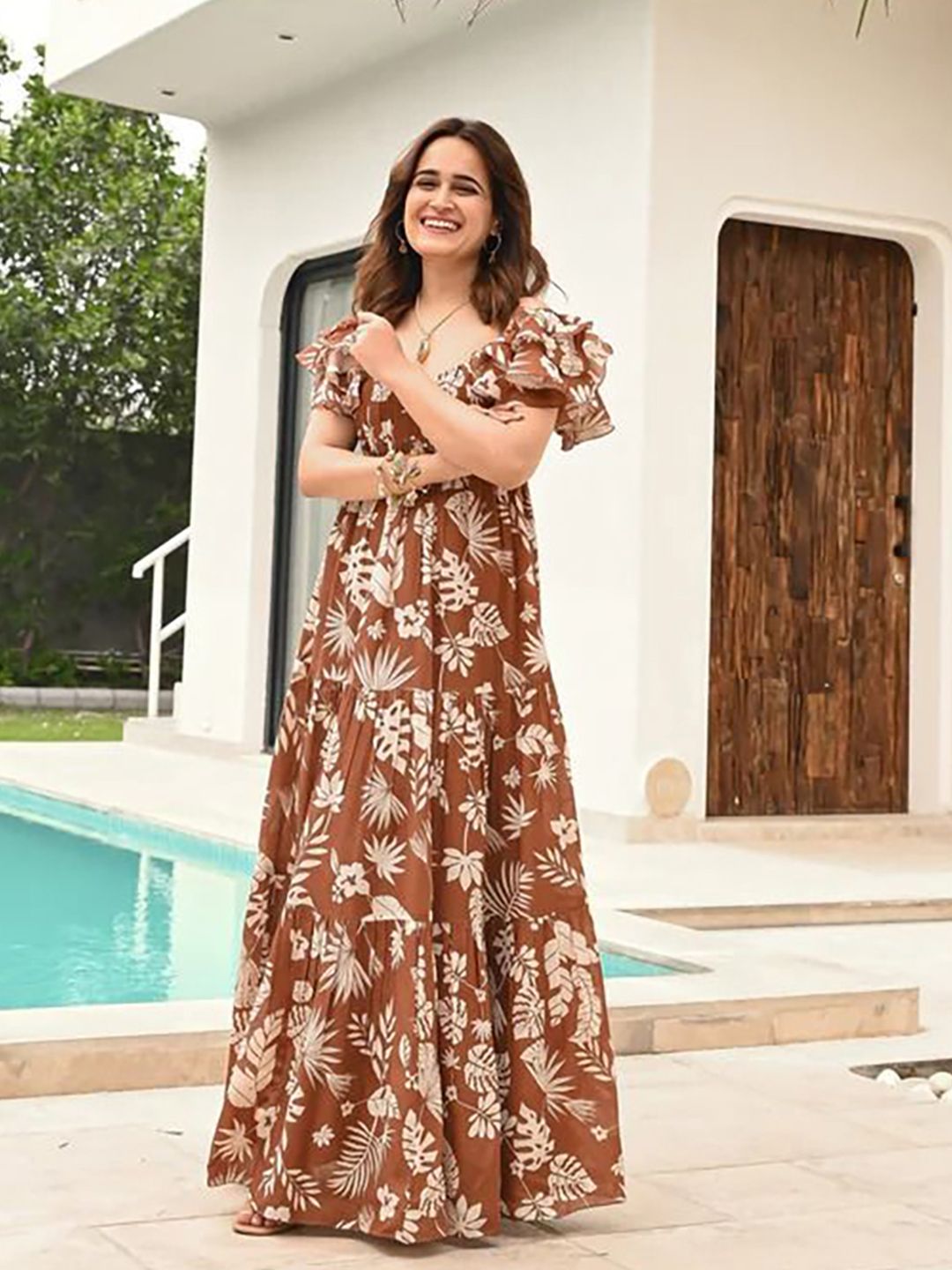 Buy CORSICA Women V-Neck Tropical Print Puff Sleeve Maxi Dress - Dresses  for Women 35870513 | Myntra