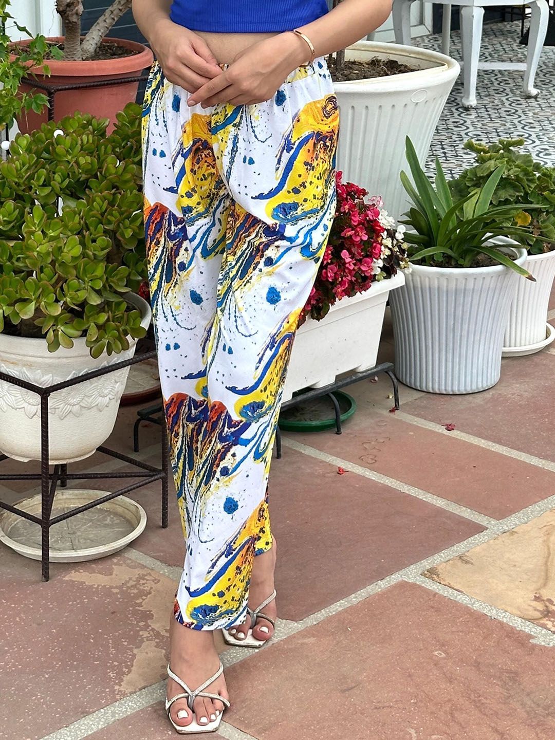 BAESD Women Abstract Printed Straight Palazzos