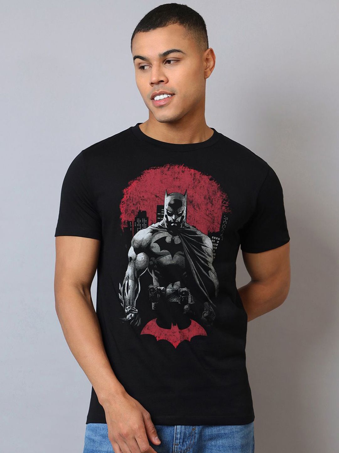 Free Authority Batman Printed Pure Cotton Round Neck T-Shirt