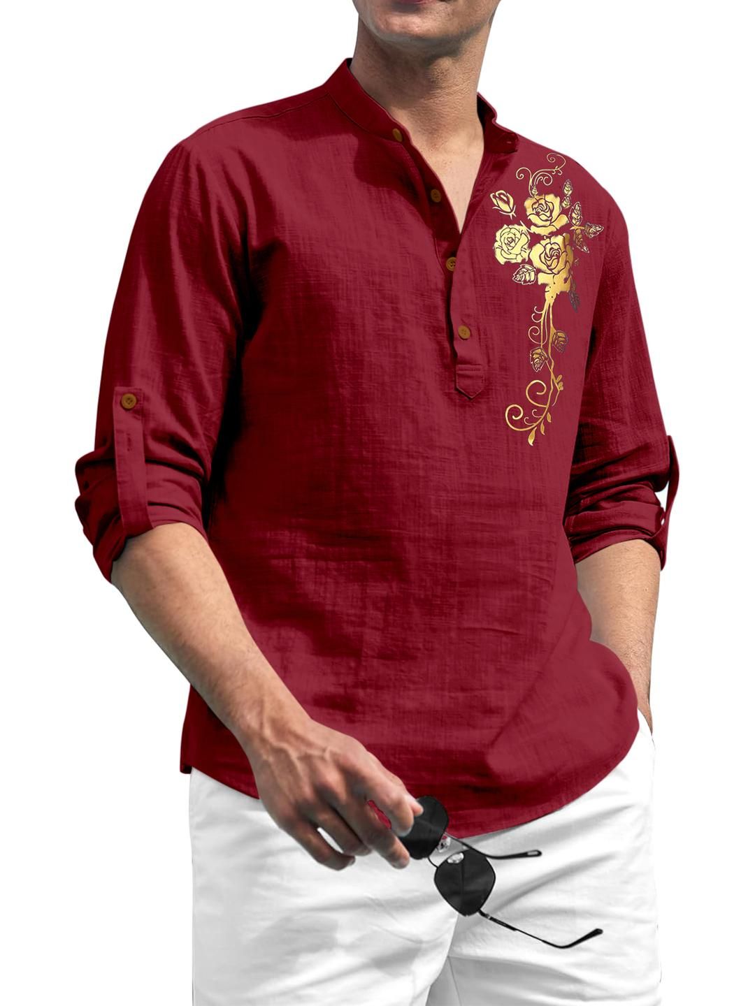 Fifth U Men Maroon Cotton Kurtas