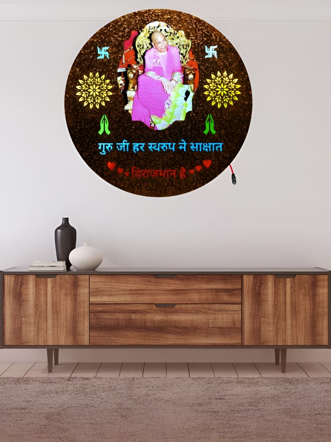 SHRI KHATU SHYAM CREATION Pink & Yellow Printed Wall Art