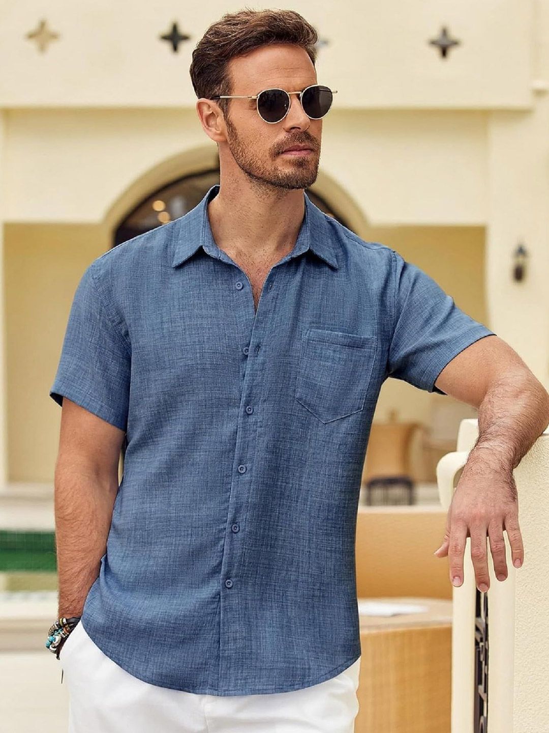 R.Code by The Roadster Life Co. R.Code by The Roadster Lifestyle Co. Men Textured Spread Collar Cotton Casual Shirt