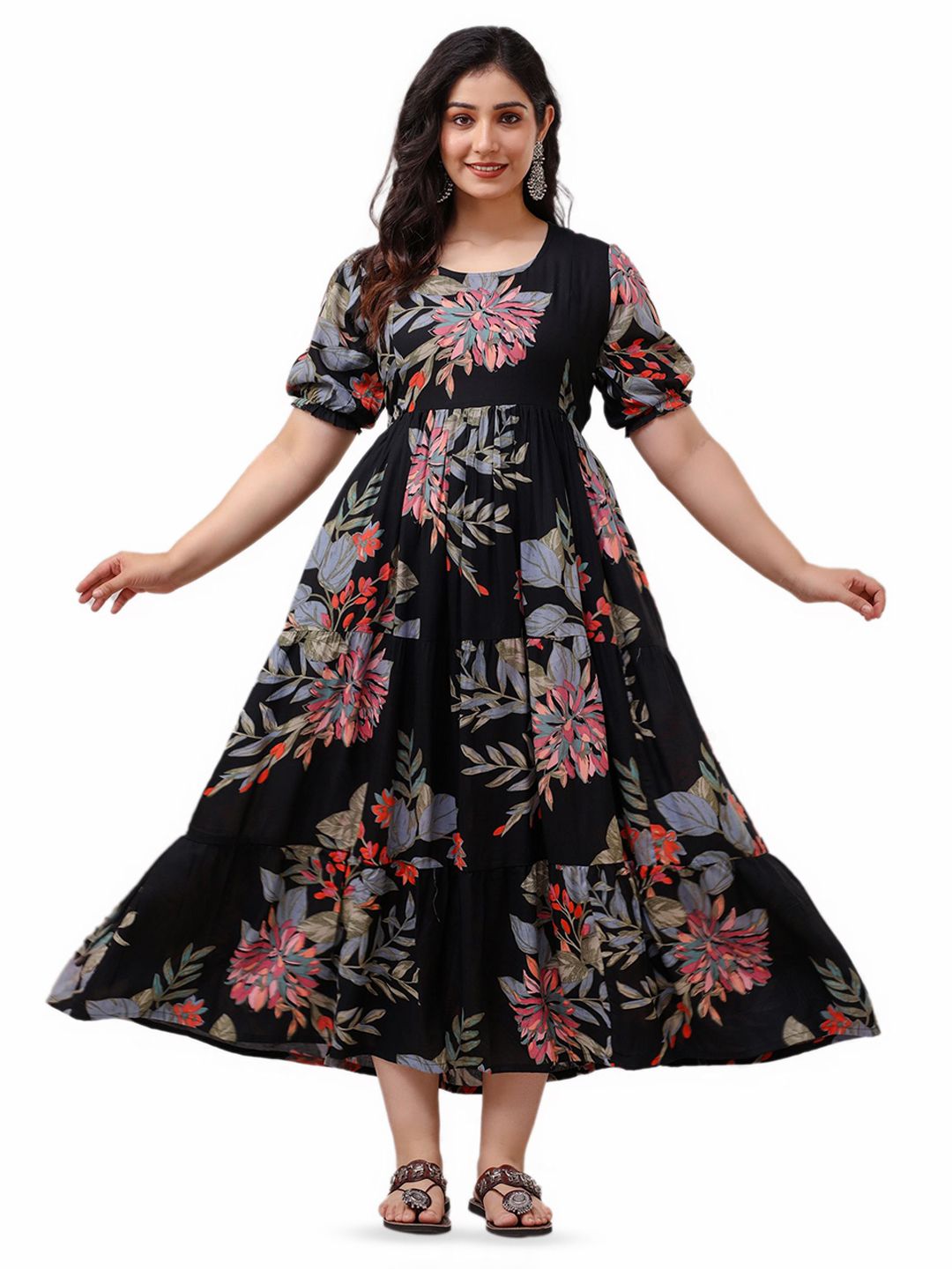 KALINI Floral Printed Maternity Anarkali Kurta