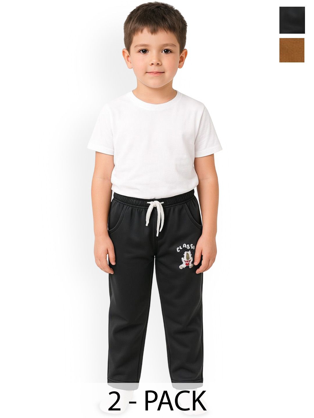 PARYAG Boys Pack Of 2 Printed Antimicrobial Track Pants