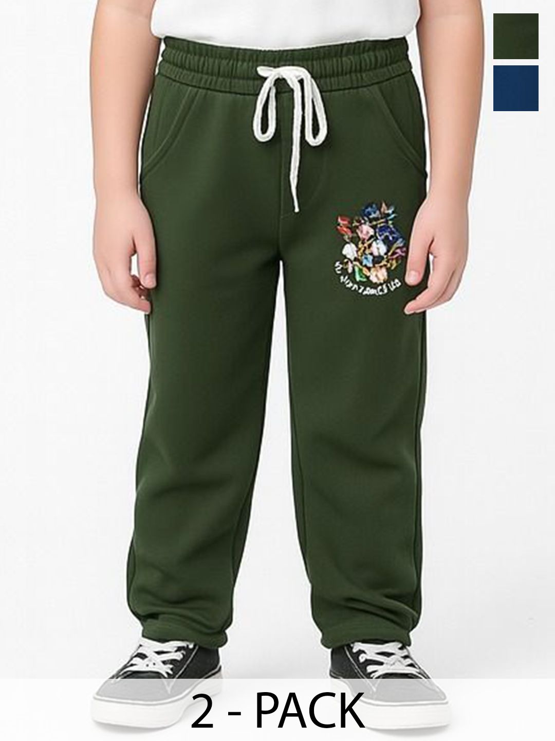 PARYAG Boys Pack Of 2 Printed Antimicrobial Track Pants
