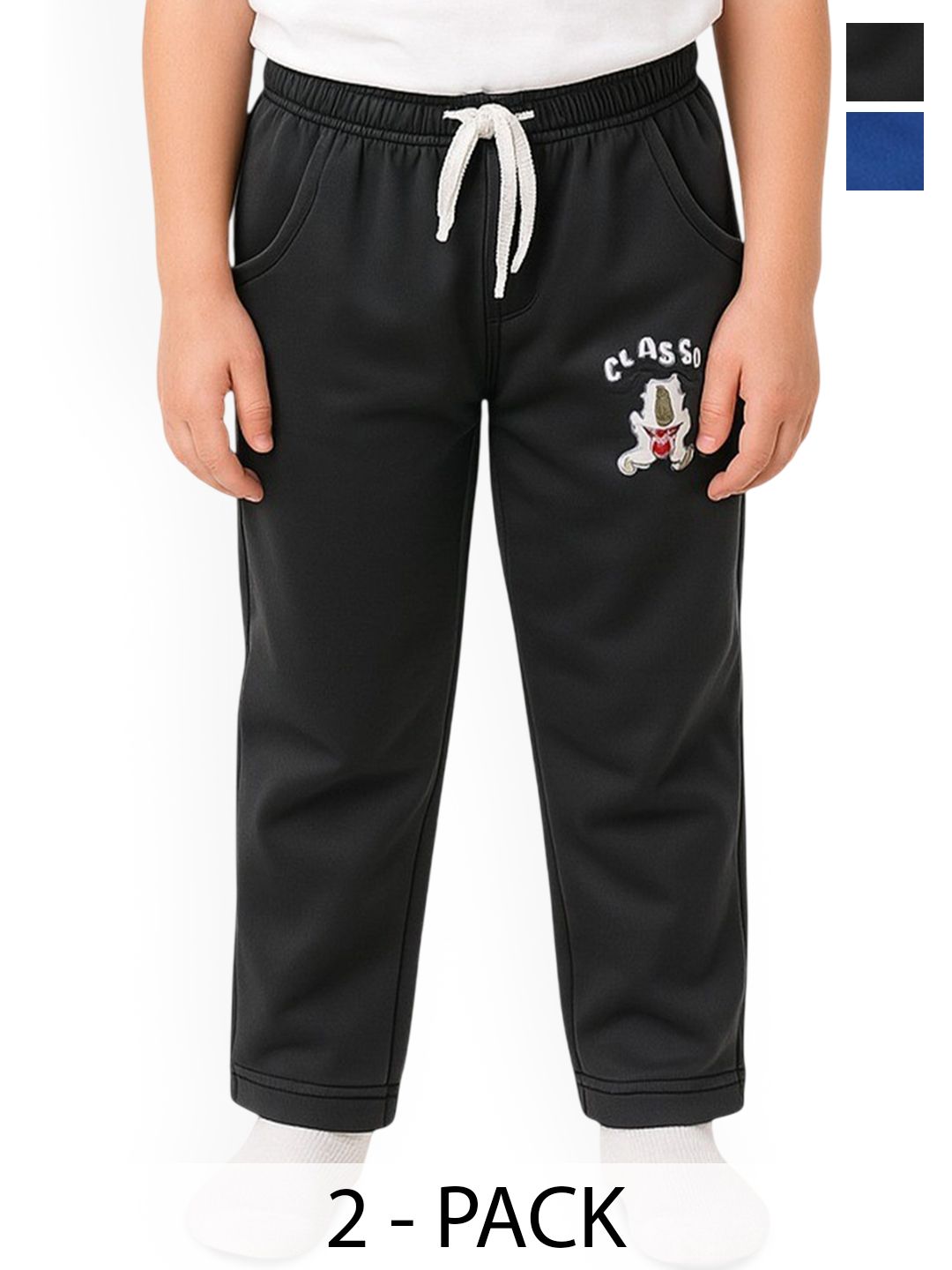PARYAG Boys Pack Of 2 Printed Mid-Rise Track Pants