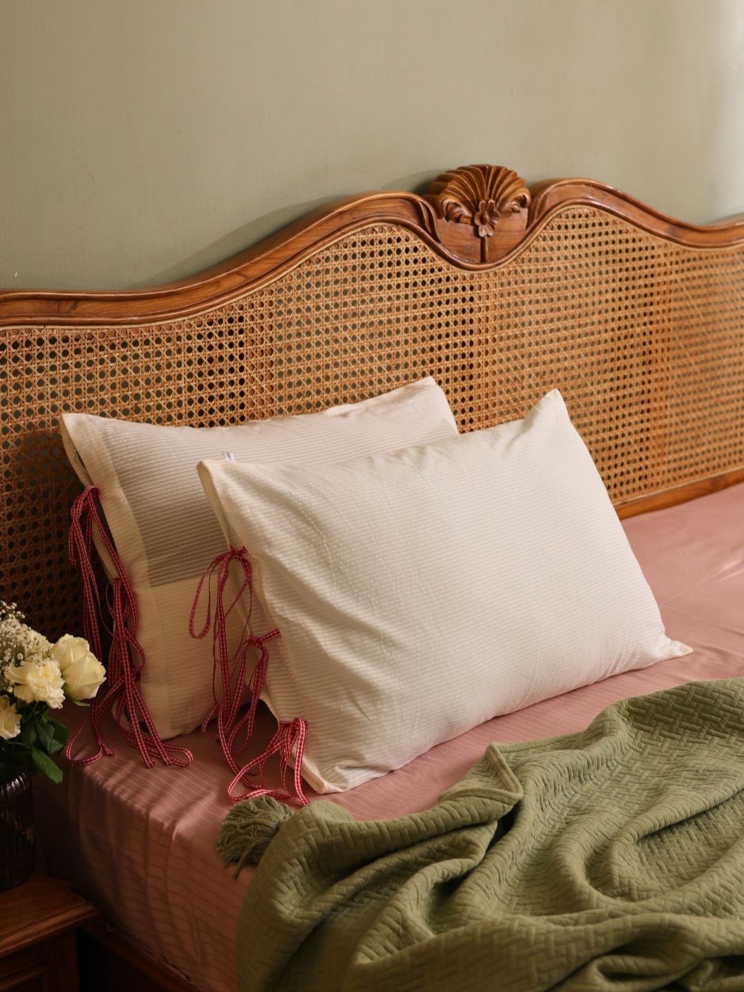 SLEEPY THREADS SLEEPY THREADS White 2 Pieces Striped Pure Cotton Pillow Covers