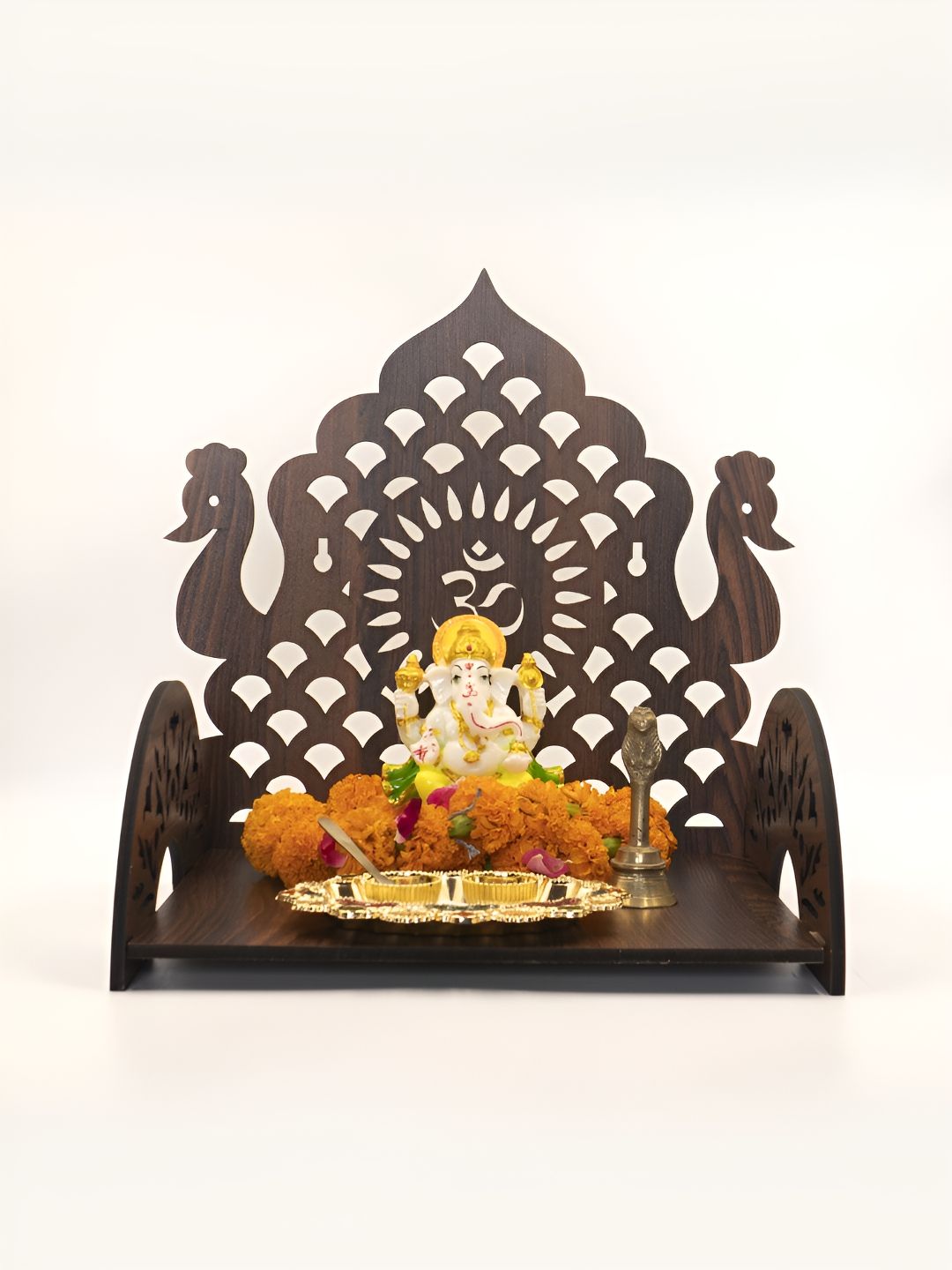 OLIVE TREE Brown Textured Wooden Home Temple deal from myntra