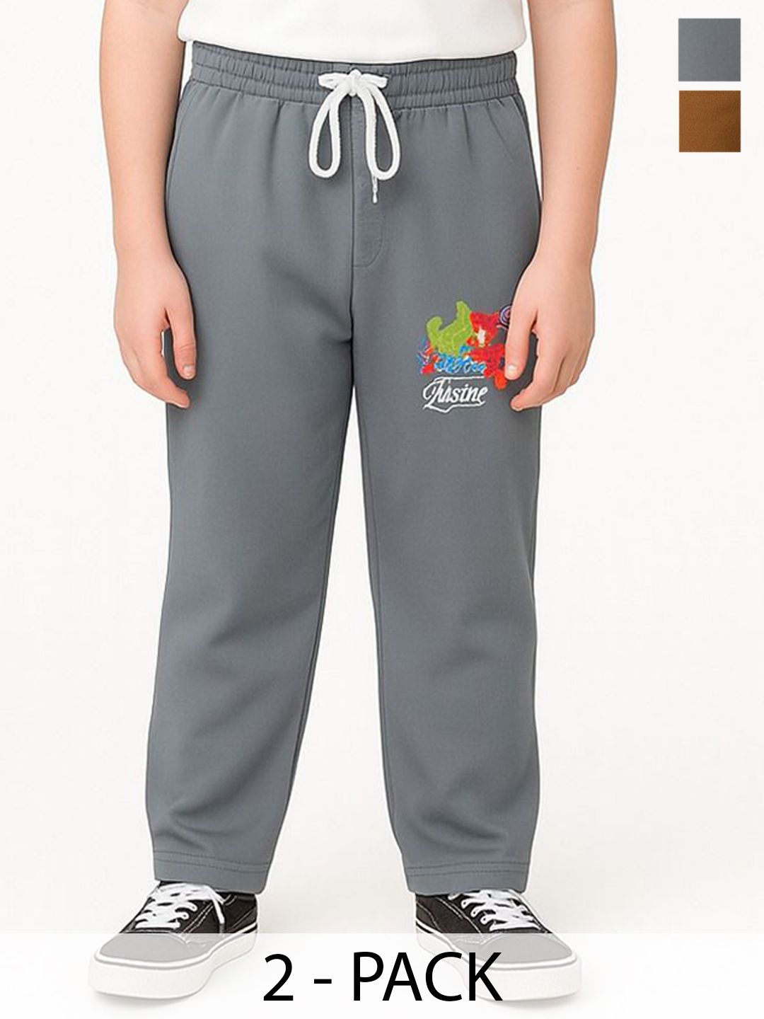 PARYAG Boys Pack Of 2 Printed Antimicrobial Track Pants