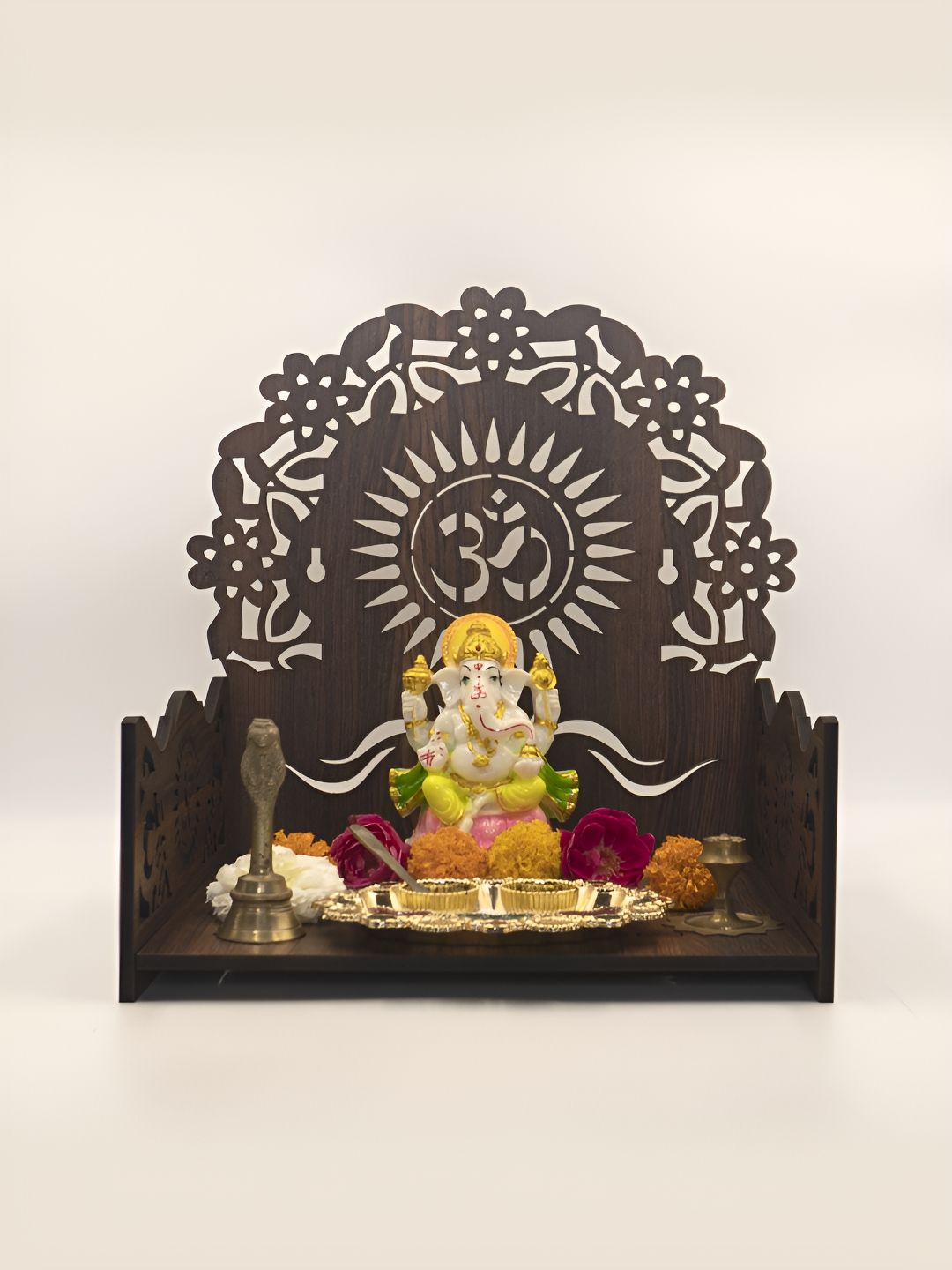 OLIVE TREE Brown Textured Wooden Home Temple