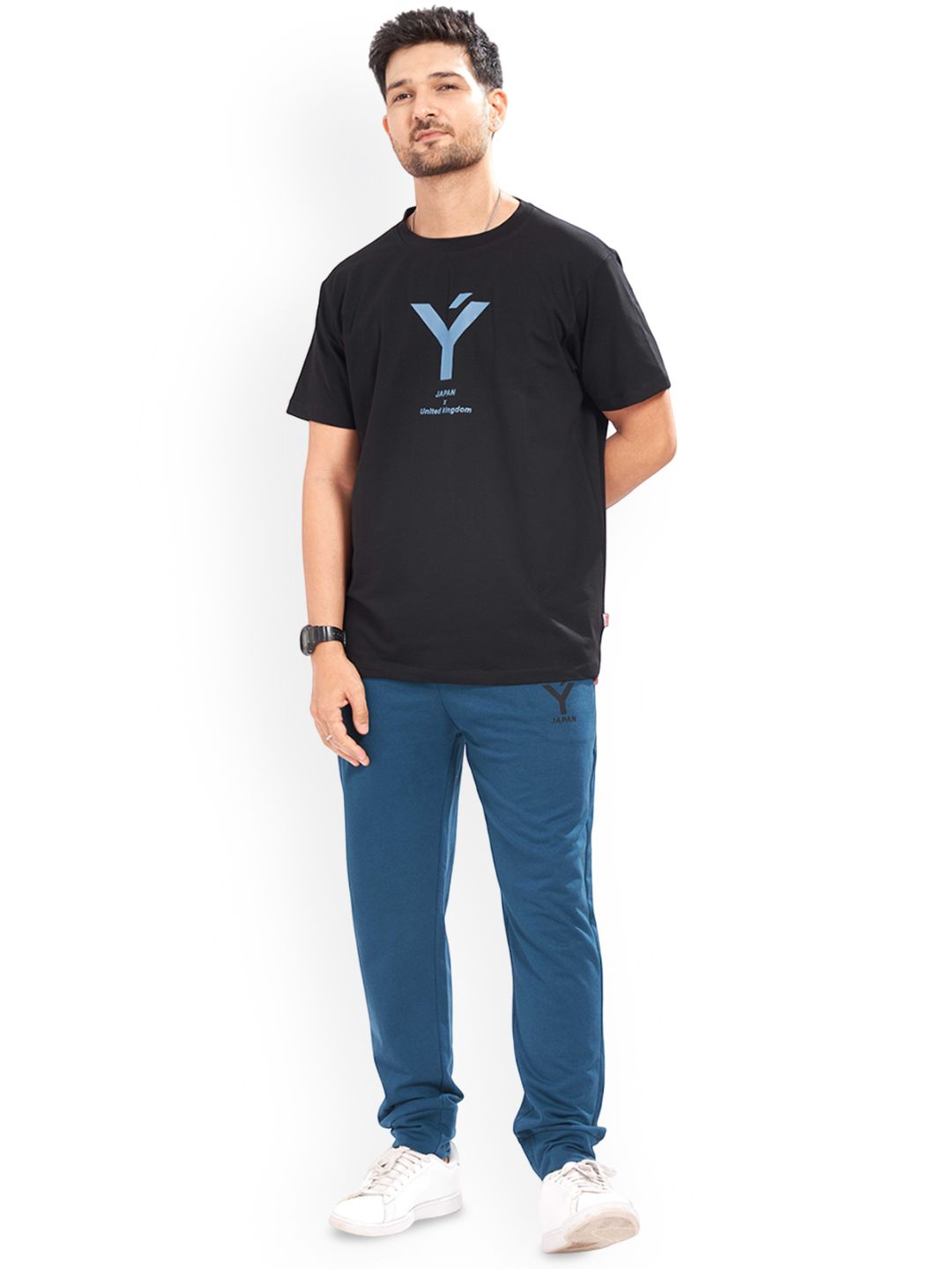 WEET Men Cotton Round Neck T-Shirt and Cargo Pants Printed Night suit