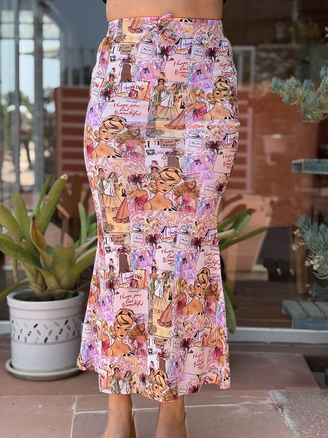 BAESD Printed Flared Maxi Skirt