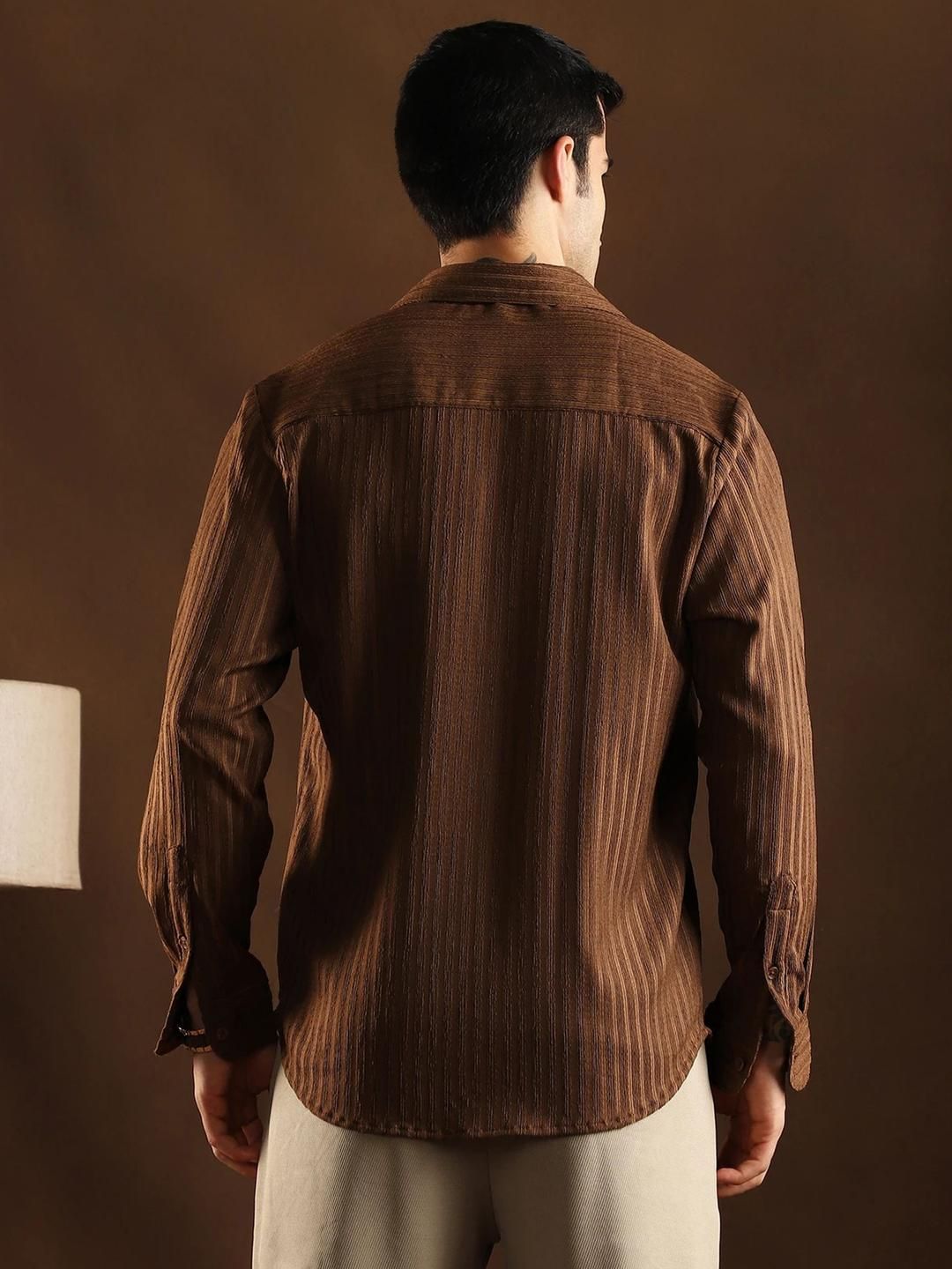 Buy Moda Rapido Men Vertical Striped Spread Collar Casual Shirt