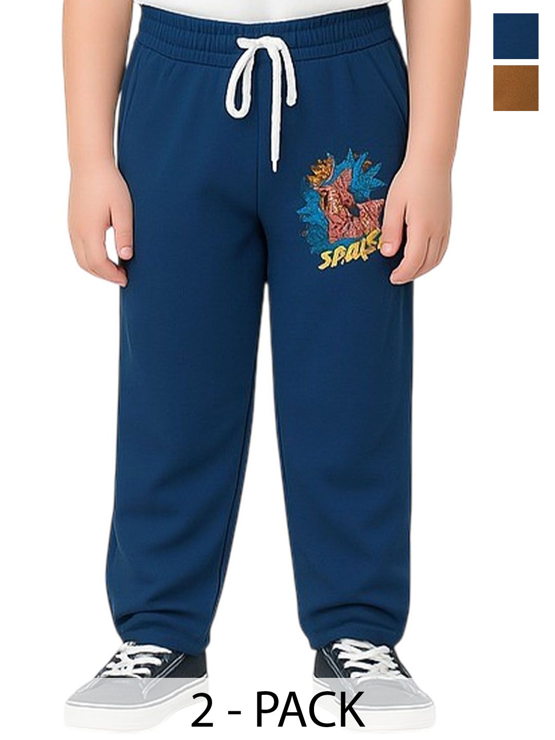PARYAG Boys Pack Of 2 Printed Antimicrobial Track Pants