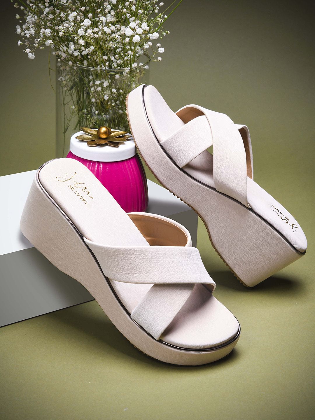 JM Looks JM Looks Women Textured Open Toe Wedge Heels Sandals
