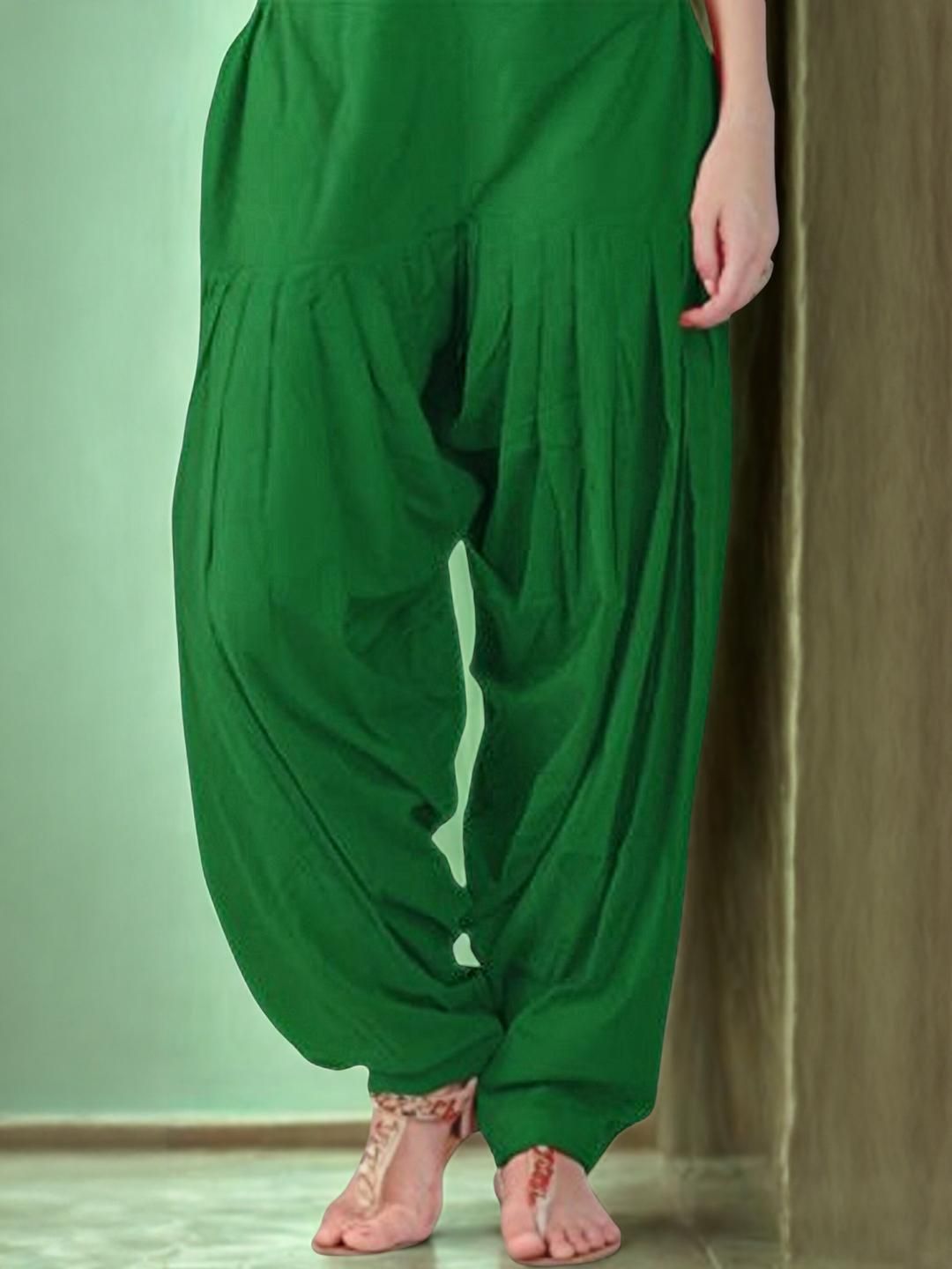 Mytrendzs Green Pure Cotton Pleated Patiala Salwar