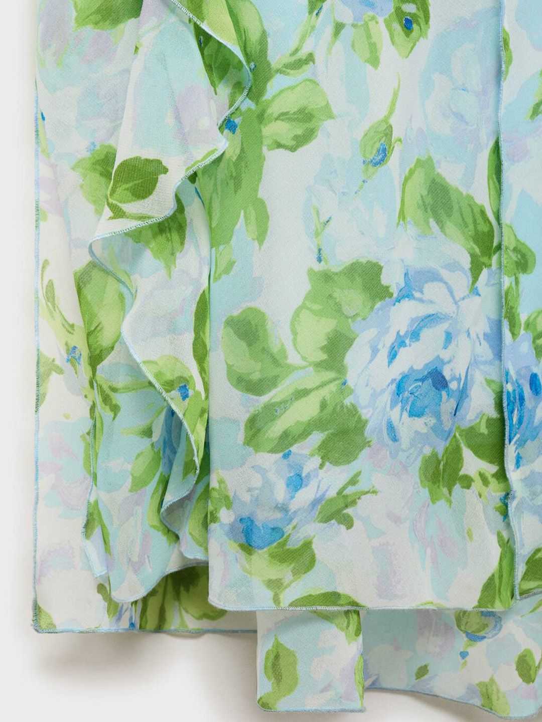 Floral Print Slit Ruffled A-Line Maxi Dress