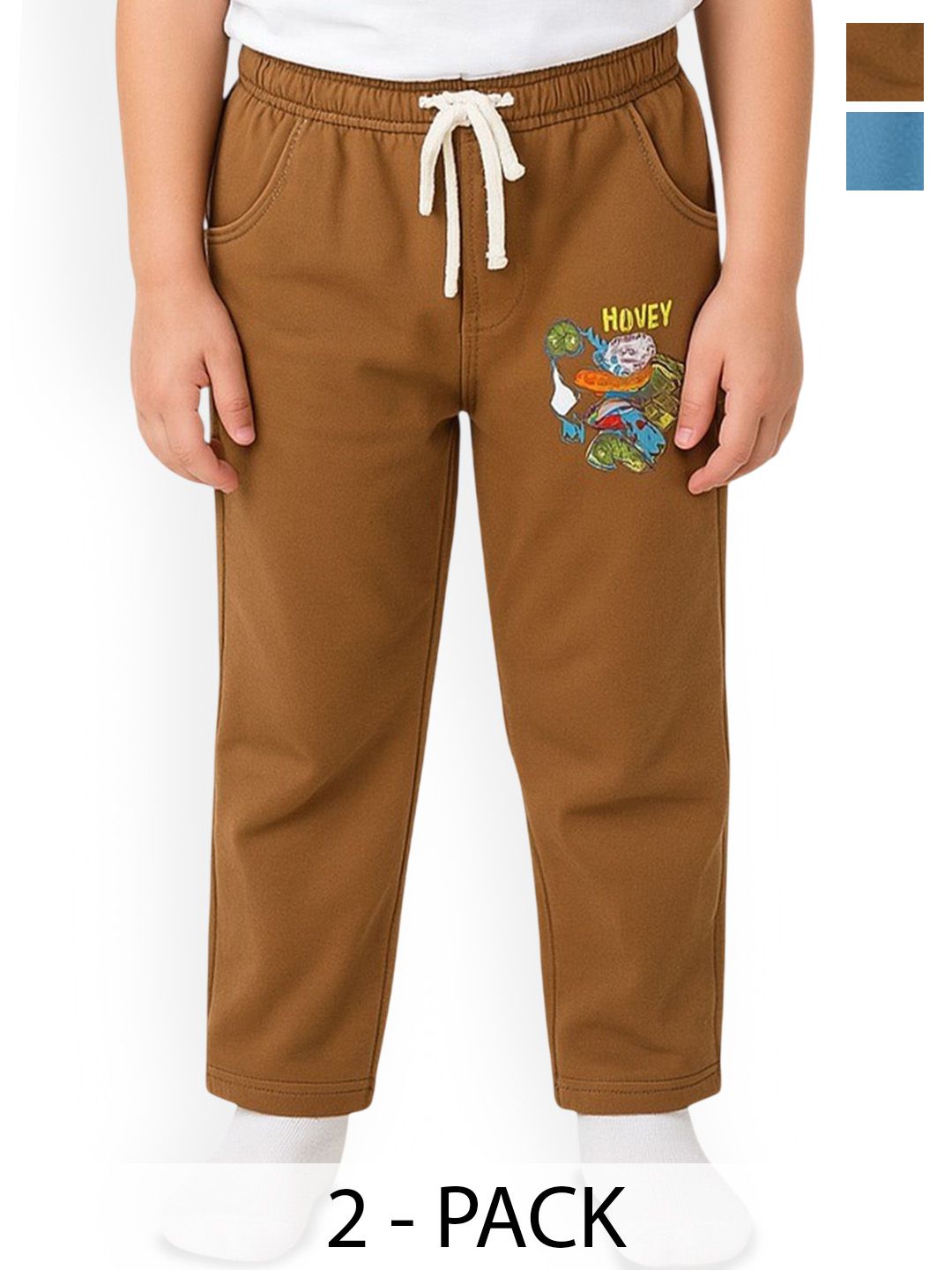 PARYAG Boys Pack Of 2 Printed Antimicrobial Track Pants