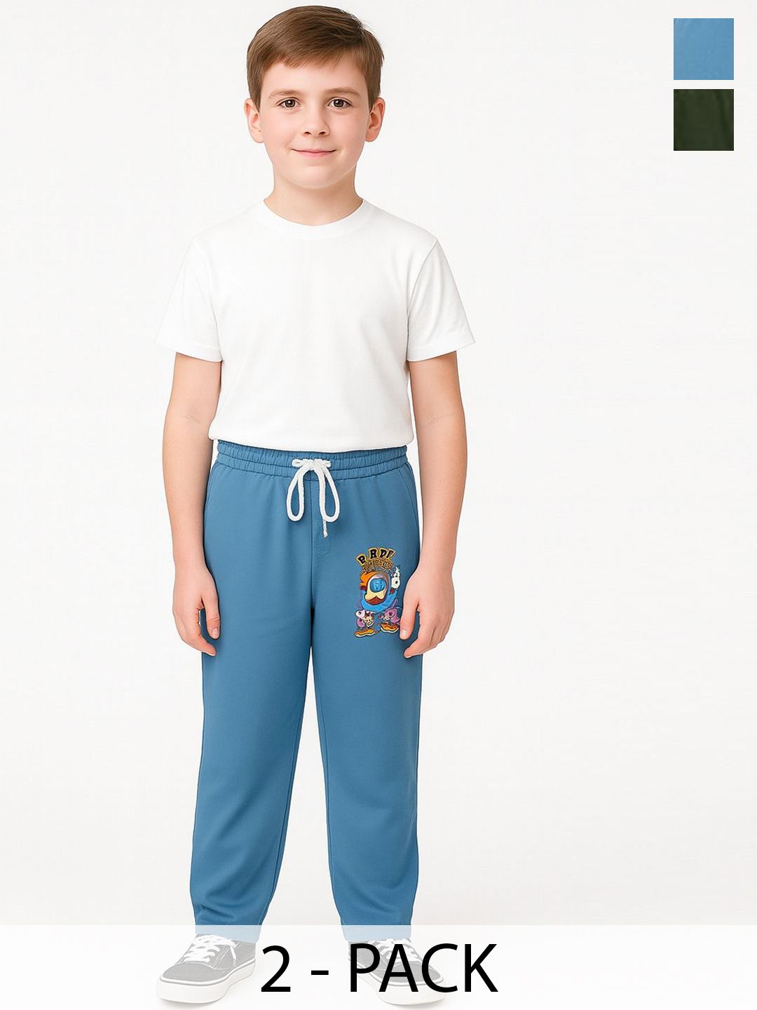 PARYAG Boys Pack Of 2 Printed Antimicrobial Track Pants