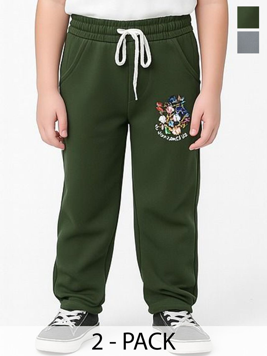 PARYAG Boys Pack Of 2 Printed Antimicrobial Track Pants
