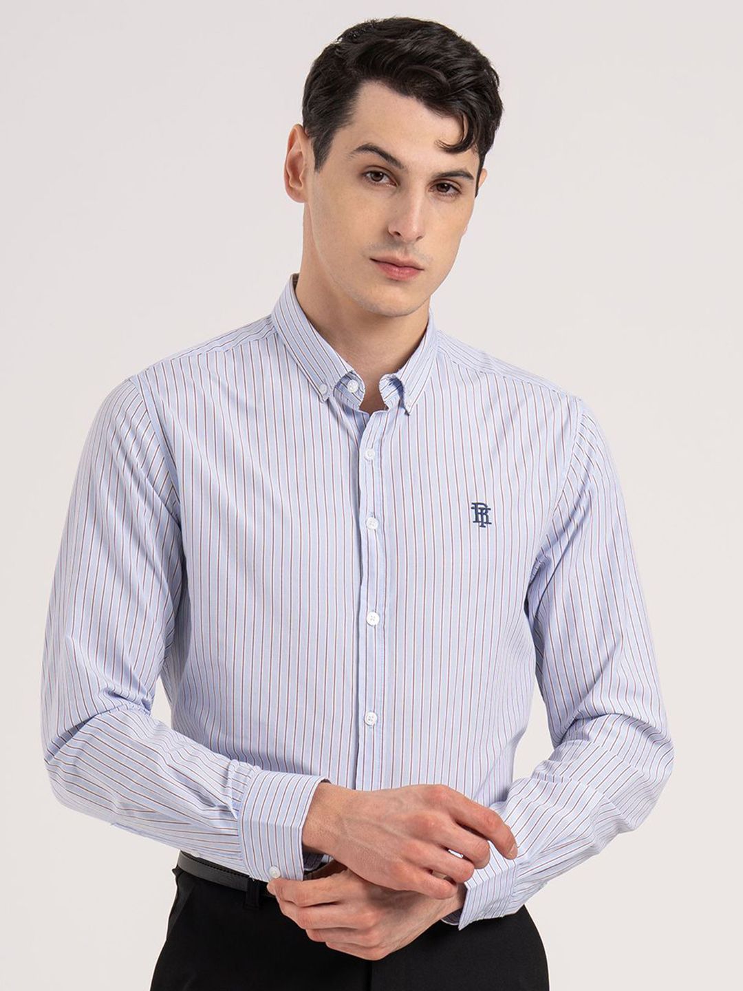 Red Tape Relaxed Fit Striped Spread Collar Long Sleeves Cotton Shirt
