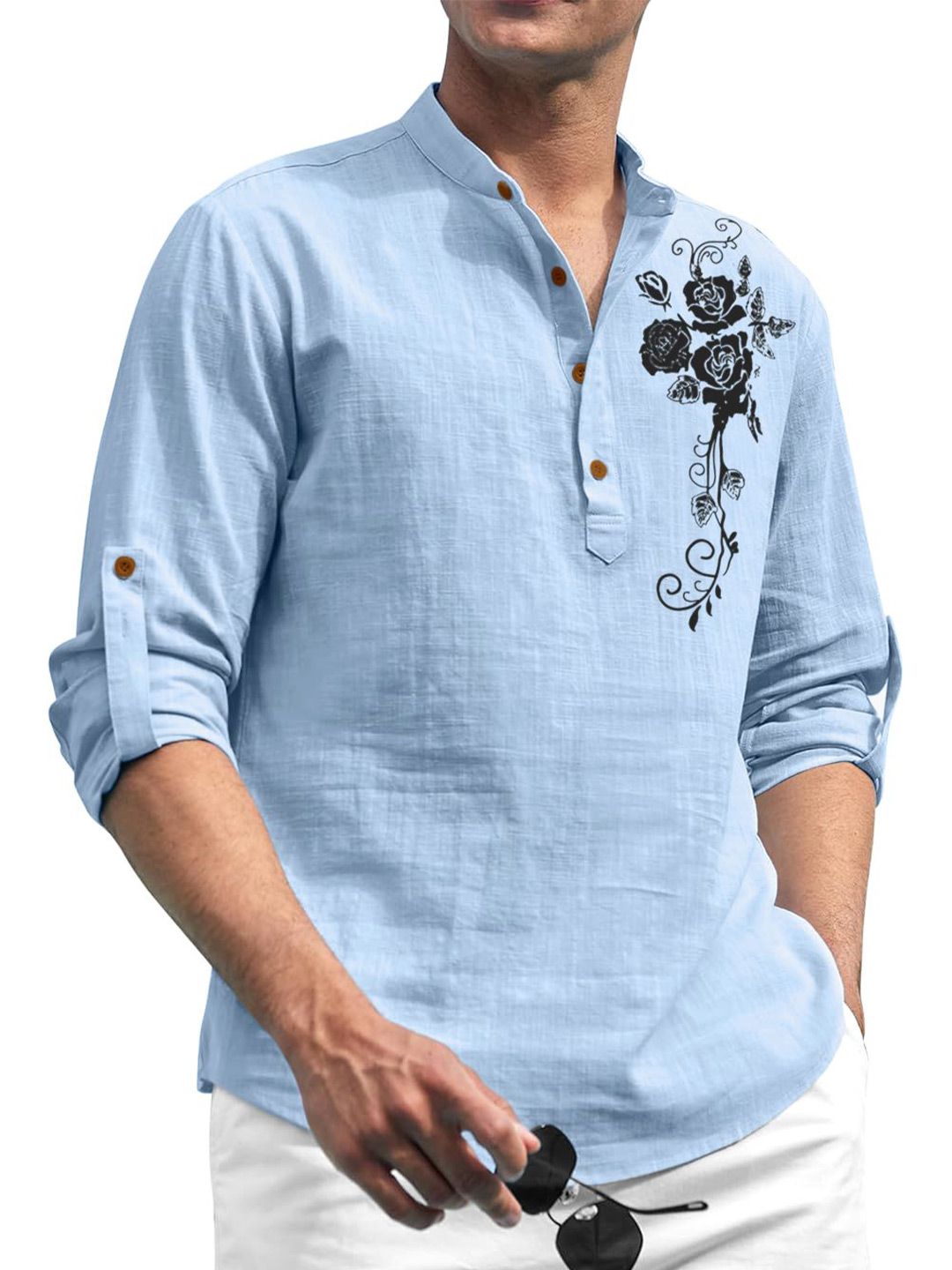 Zombom Men Floral Printed Kurta