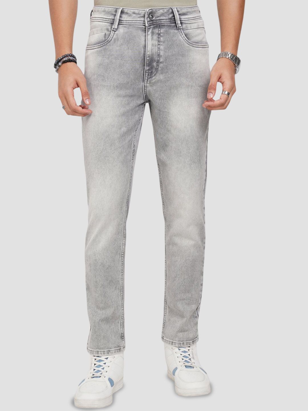 SF JEANS by Pantaloons Men Skinny Fit Mid-Rise Low Distress Heavy Fade Jeans