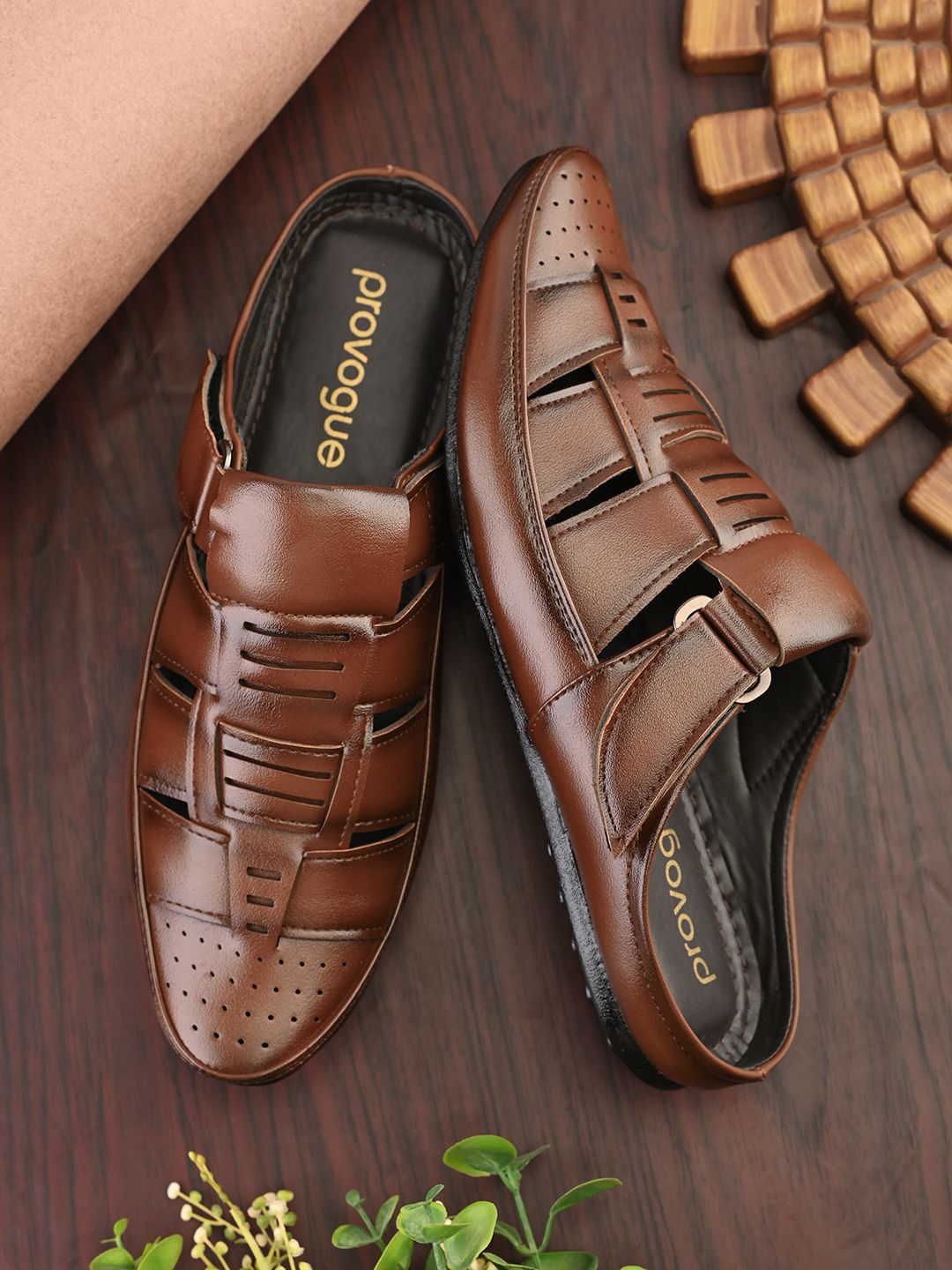 Provogue Men Solid Slip on Shoe-Style Sandals