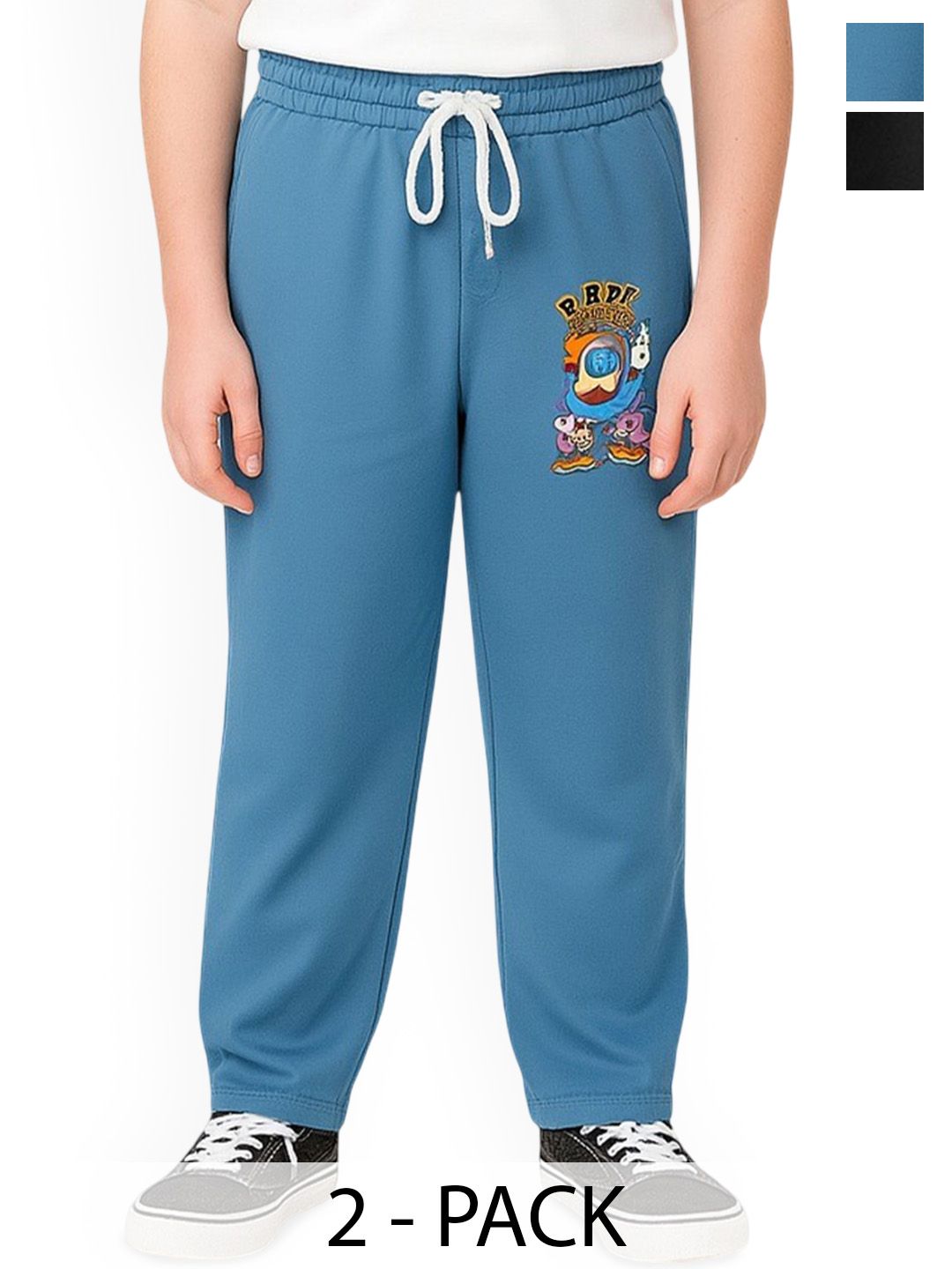 PARYAG Boys Pack Of 2 Printed Antimicrobial Track Pants