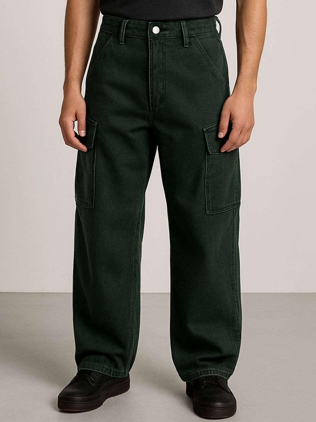 me Queen Men Wide Leg Mid-Rise No Fade Clean Look Jeans